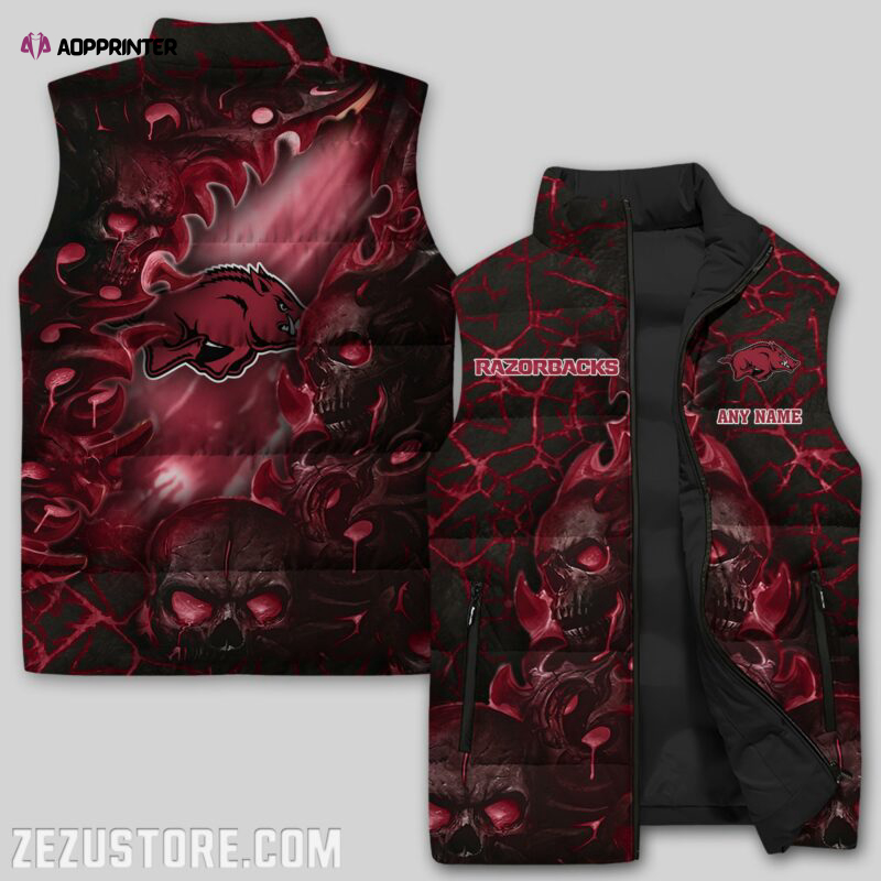 arkansas razorbacks sleeveless puffer jacket custom for fans spj1854