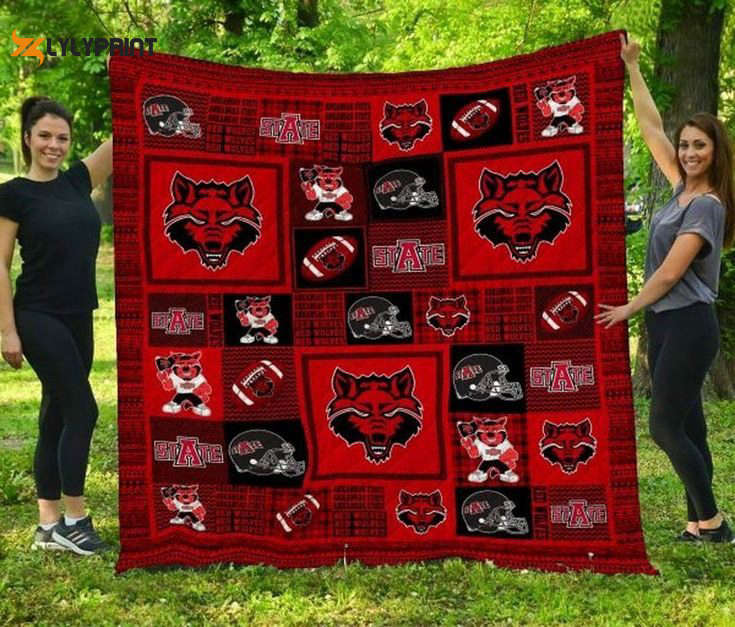 arkansas state red wolves 2 quilt blanket for fans home decor gift 1