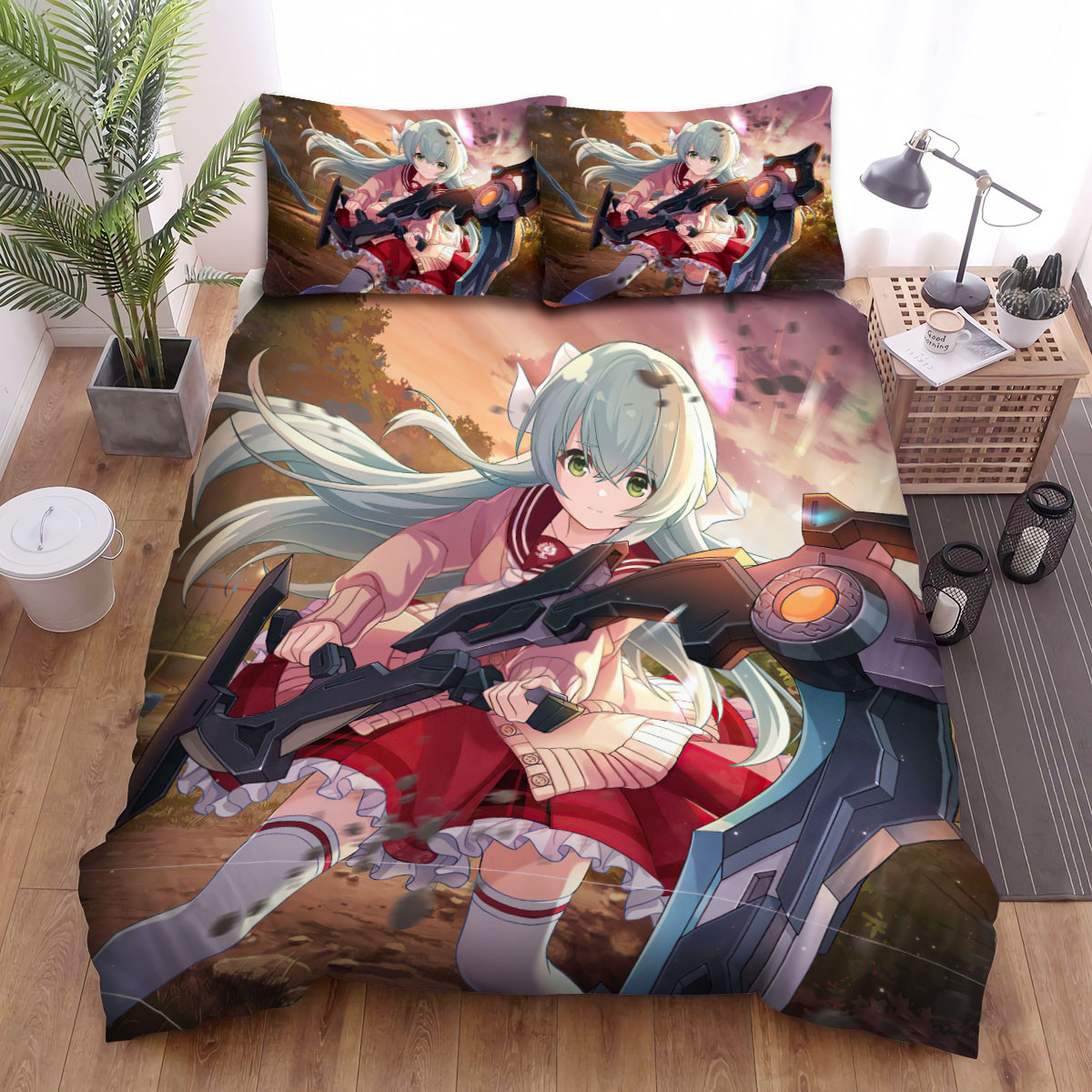 assault lily toki kureha at sunset bed sheets spread duvet cover bedding sets ainmj