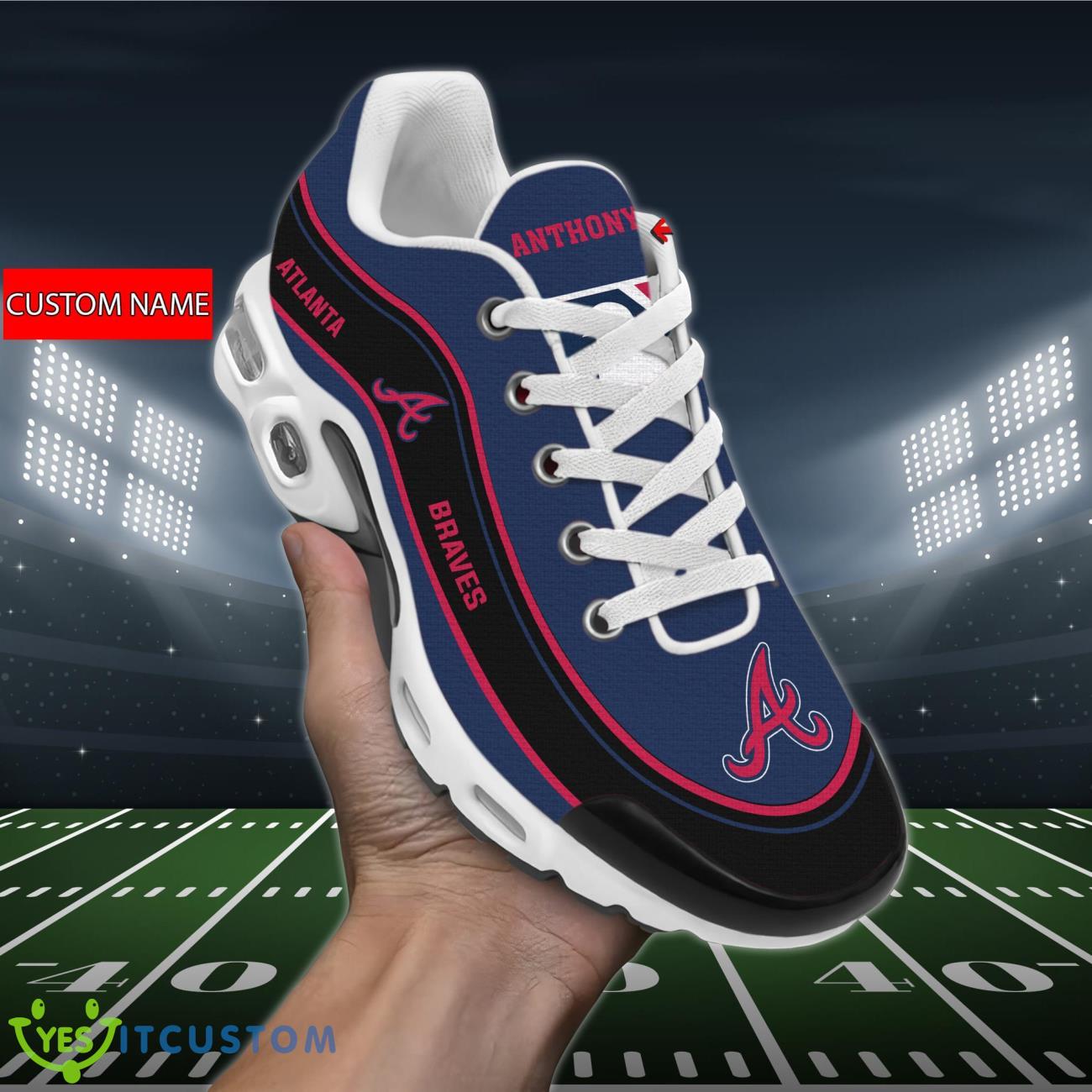 atlanta braves mlb air cushion sports shoes custom name for fans