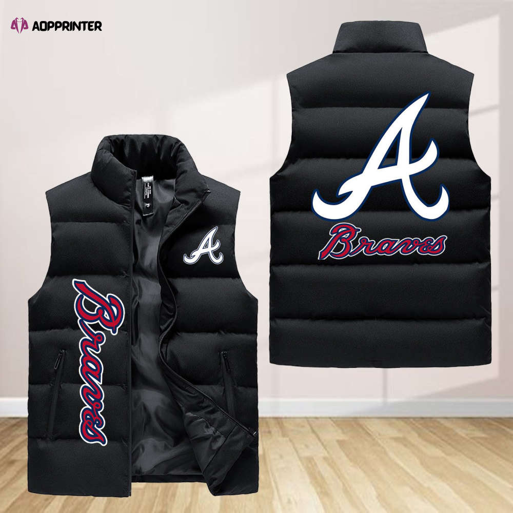 atlanta braves sleeveless puffer jacket custom for fans spj0384