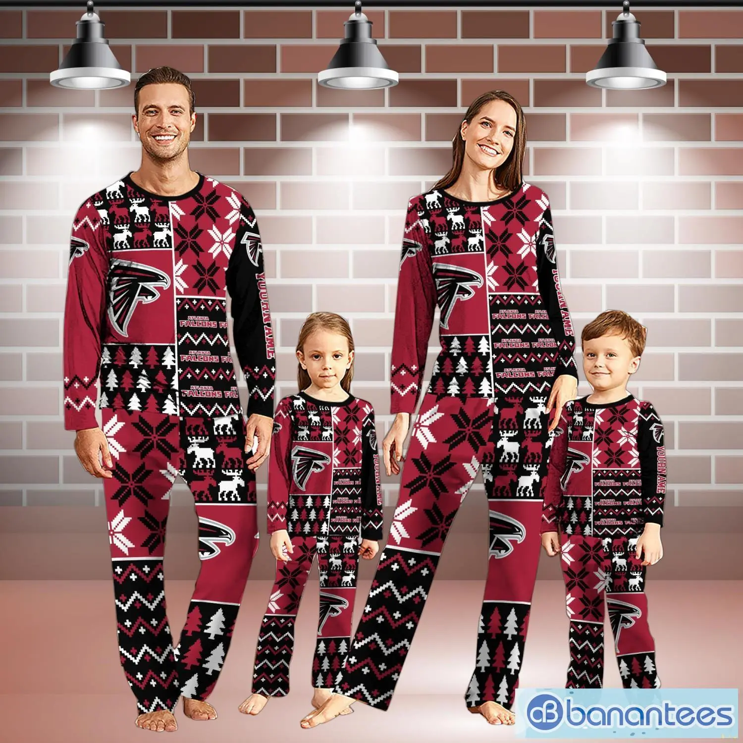 atlanta falcons pajamas set christmas snowflake pattern pajamas christmas gift for family