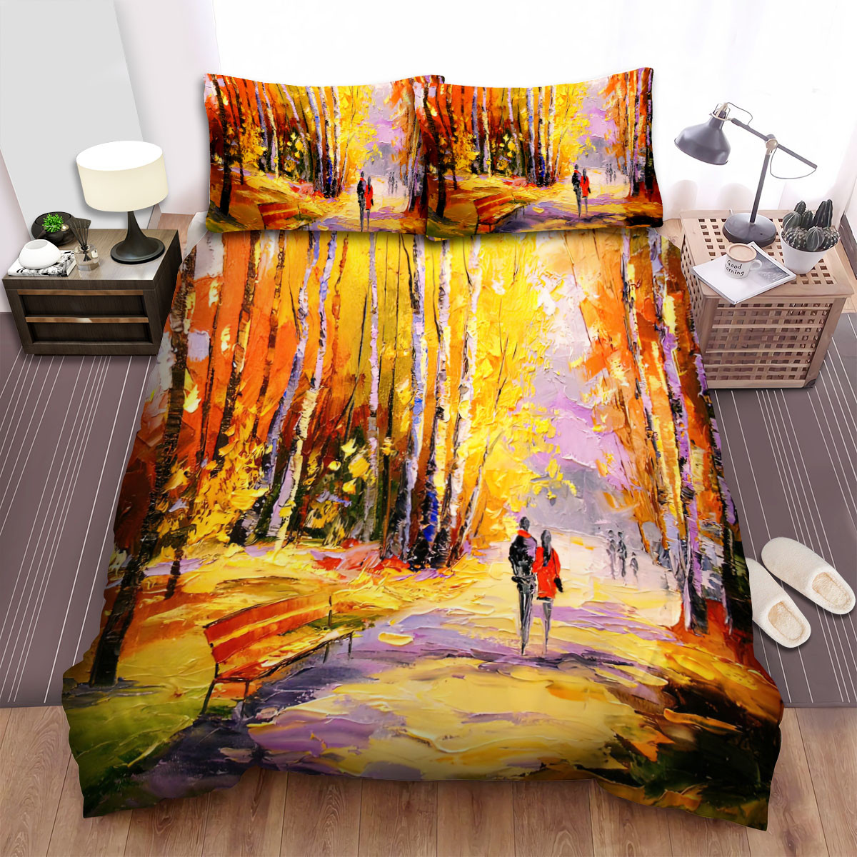 autumn walk oil painting duvet cover bedroom sets comfortable bedding sets negj9