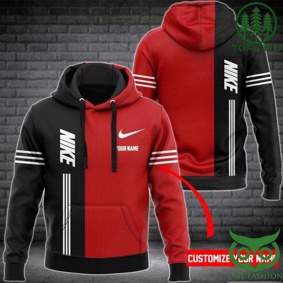 bHmaFGqe 72 Customized Nike Half Black Half Red Hoodie and Pants