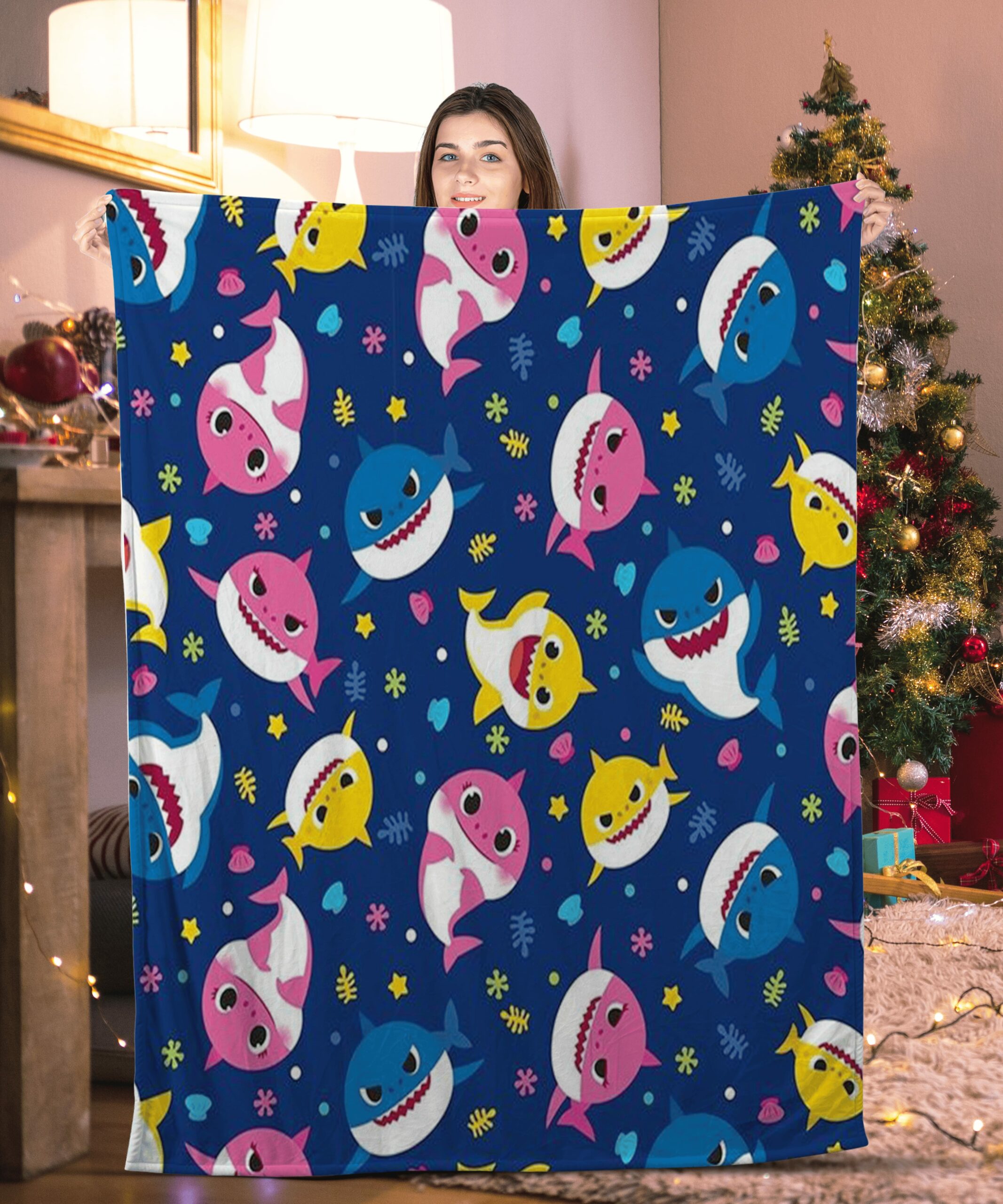 baby shark official fleece throw shark blanket wjcks