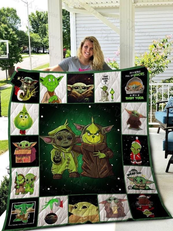 baby yoda and grinch christmas blanke vbkx6