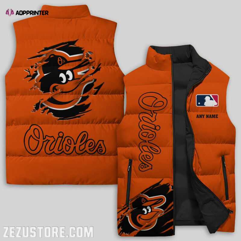 baltimore orioles mlb sleeveless puffer jacket custom for fans gifts