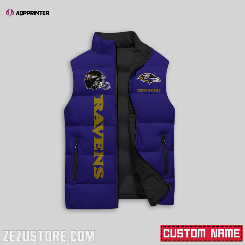 baltimore ravens nfl sleeveless puffer jacket custom for fans spj0839