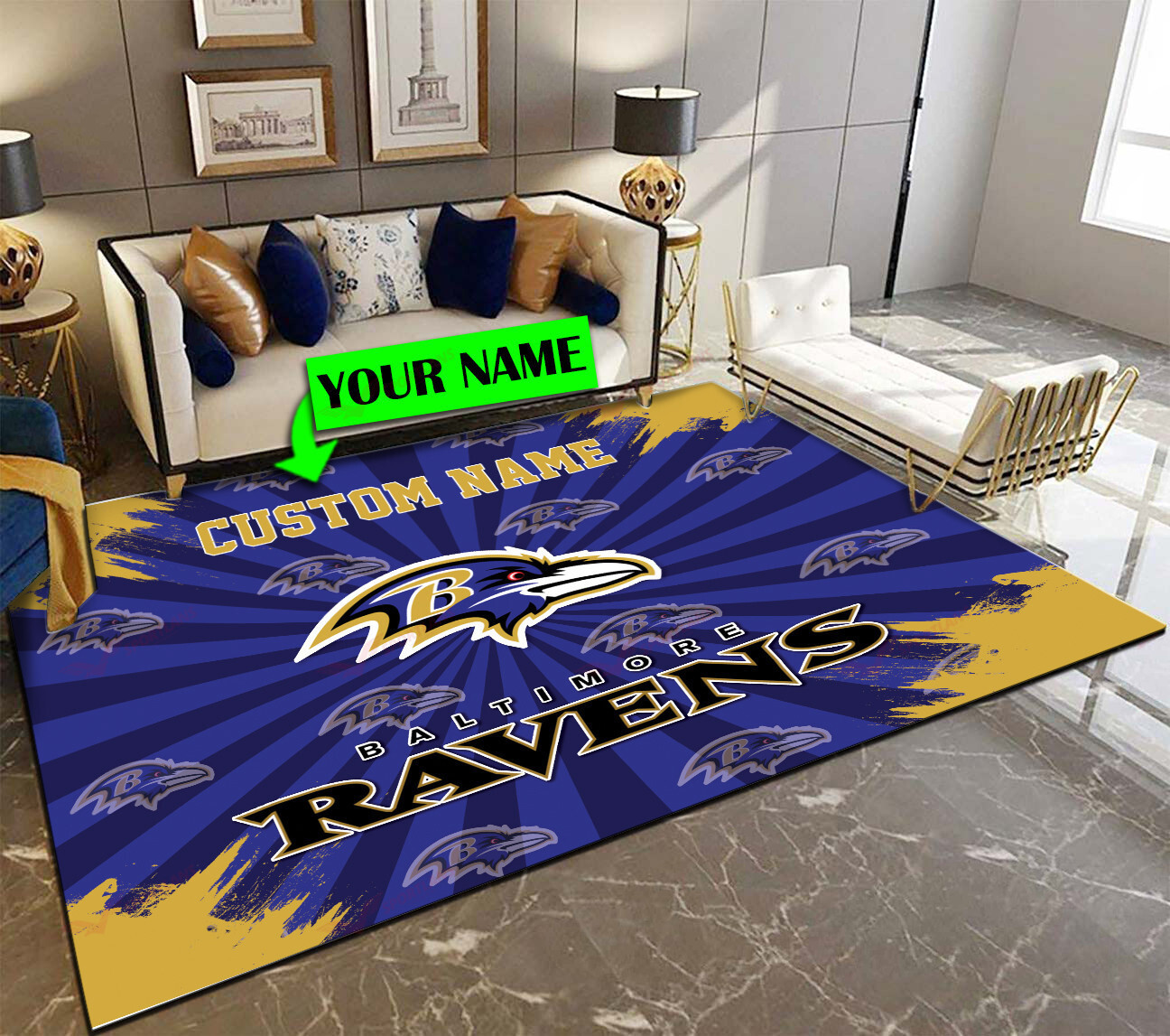 baltimore ravens personalized premium rectangle rug 43 qryvz