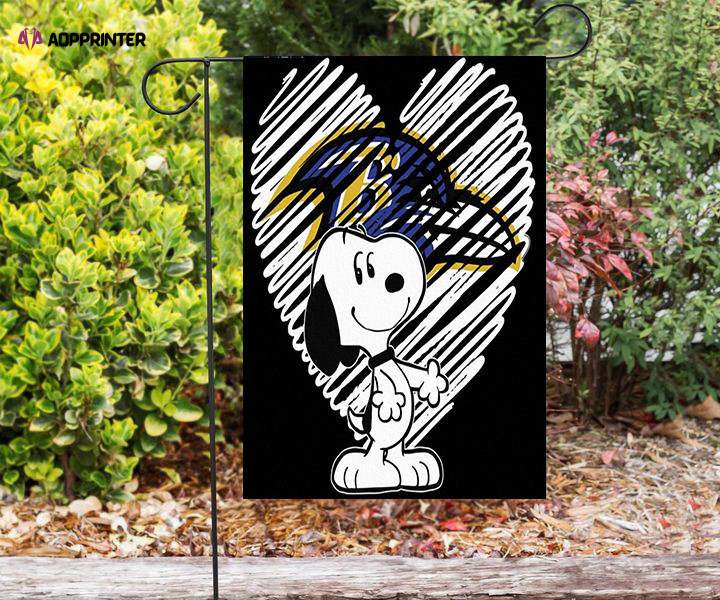 baltimore ravens snoopy heart pencil brush double sided printing garden flag home decor gifts