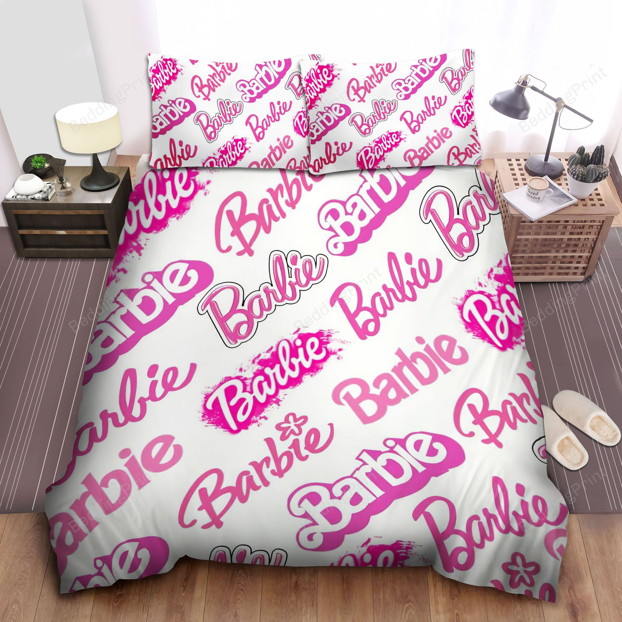 barbie bed pink letter sheets duvet cover bedding sets puvfl