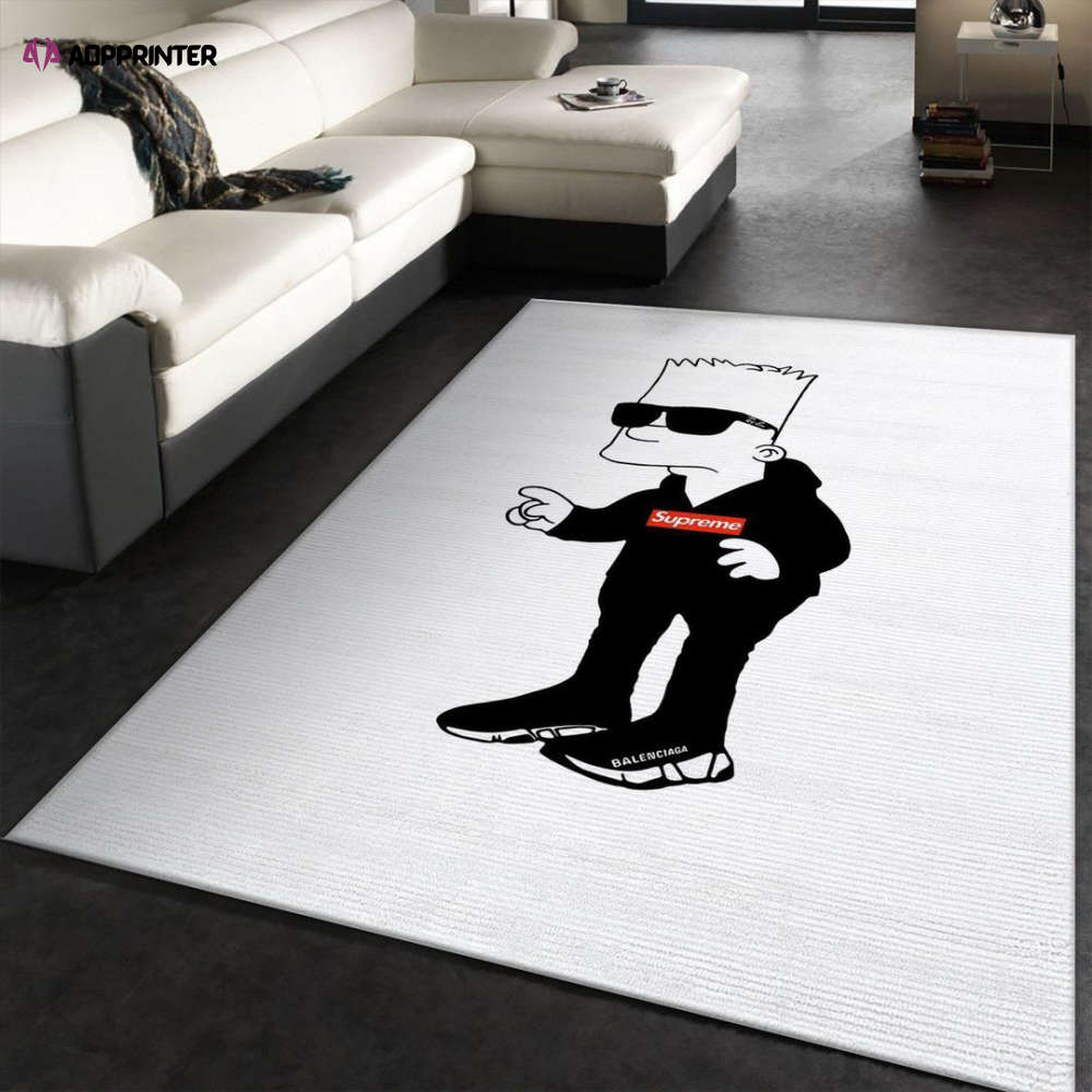 bart simpson rectangle rug living room floor decor fan gifts 3