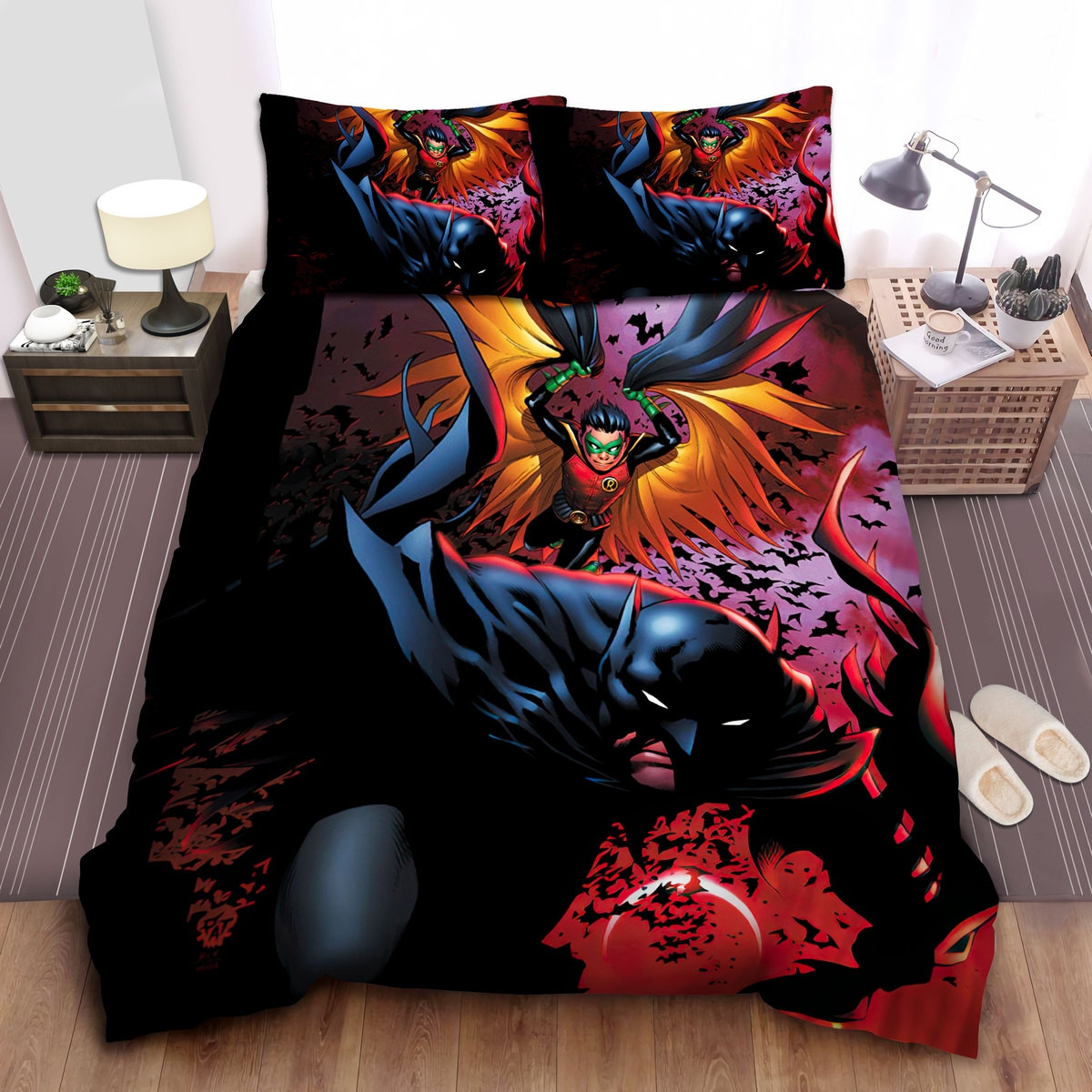 batman and robin in comic art duvet cover bedroom sets comfortable bedding sets sikik