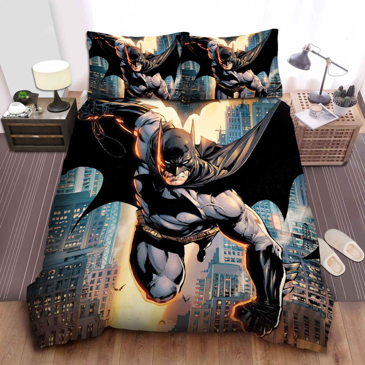 batman flying in the city at sunset art duvet cover bedroom sets comfortable bedding sets u3jwz