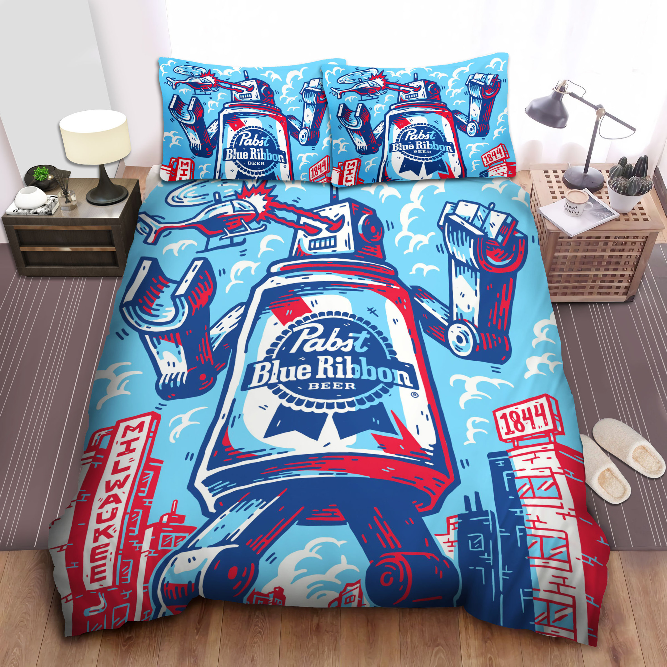 beer can robot bed sheets spread comforter duvet cover bedding sets znfpm