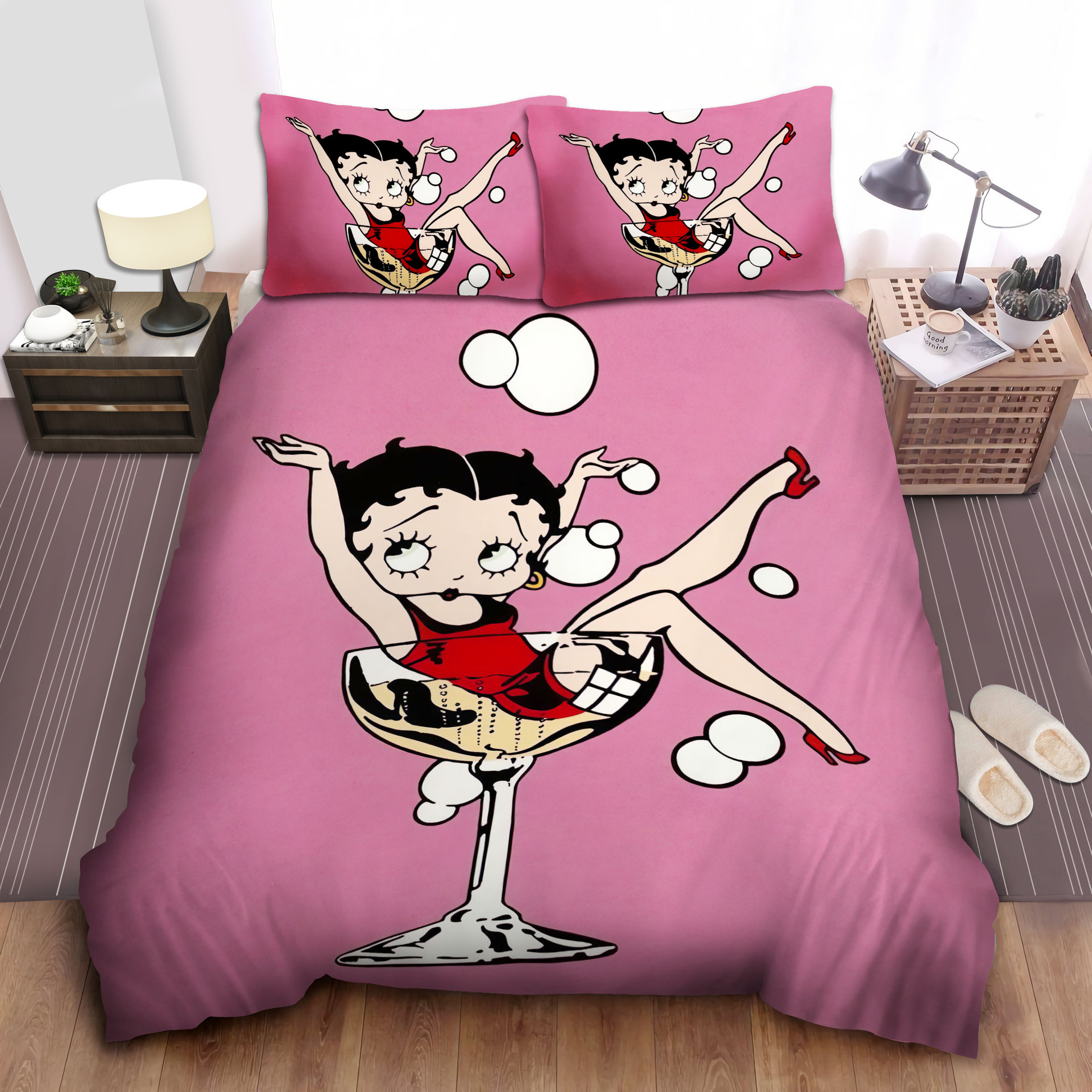 betty boop in wine glass duvet cover bedroom sets comfortable bedding sets aouah