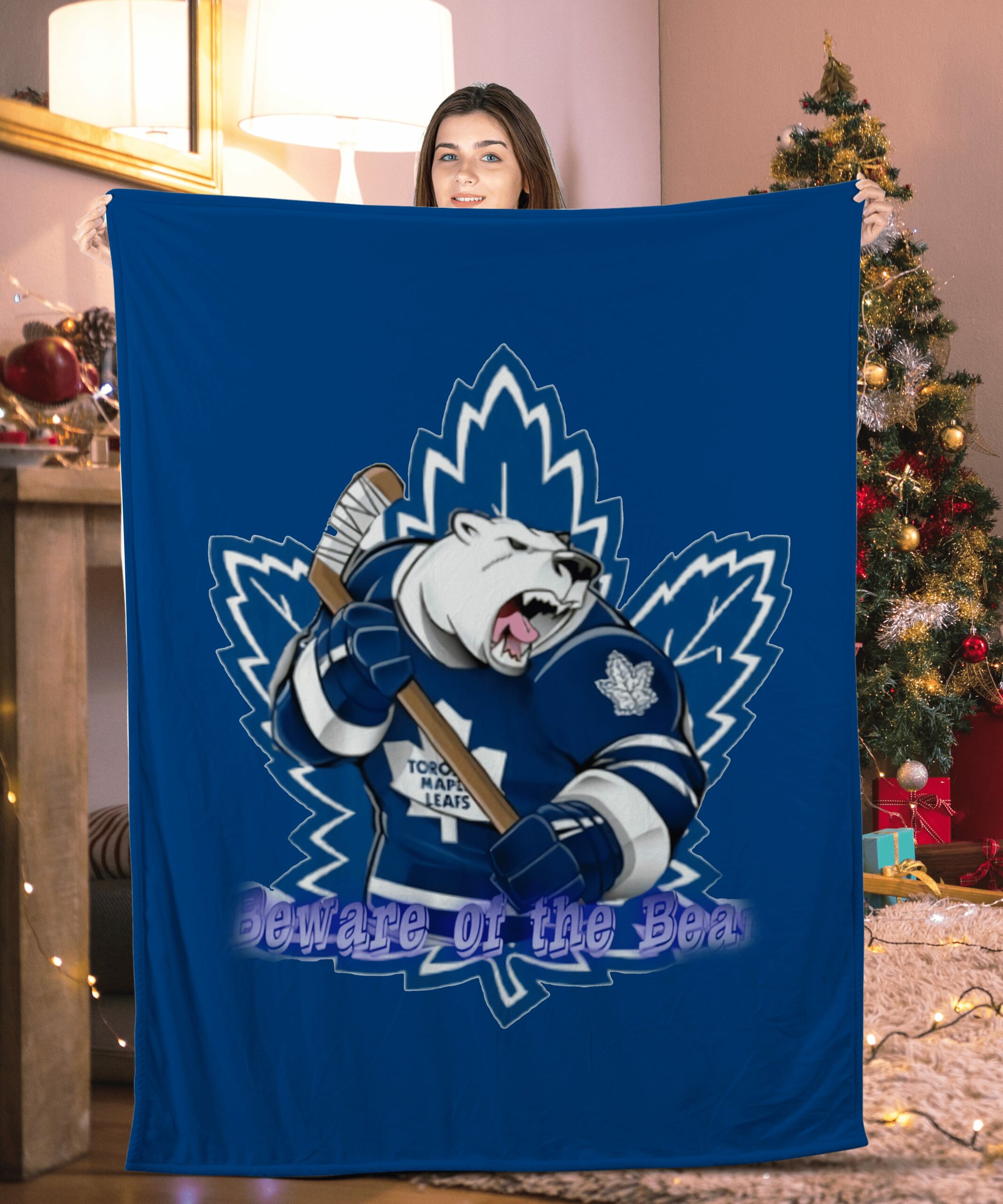 beware of the bear toronto maple leafs blanket s39yc