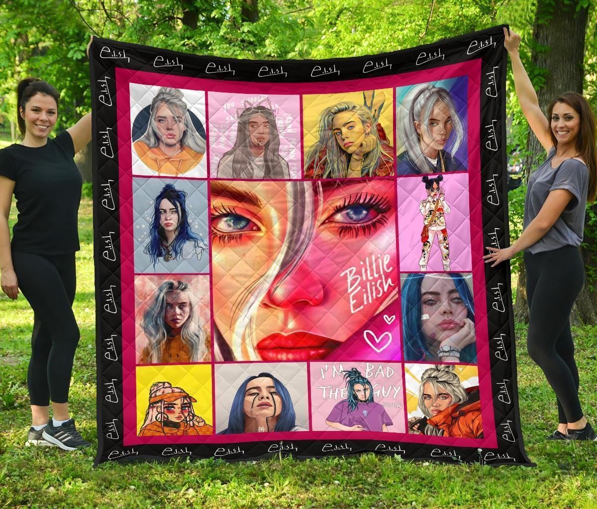 billie eilish quilt blanket funny gift idea for fan ncbbv