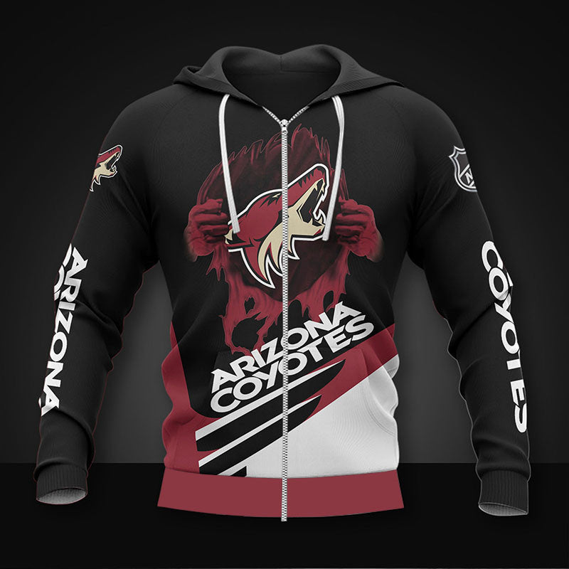 black arizona coyotes zipper hoodies pullover print 3d nhl 3856 ia8et