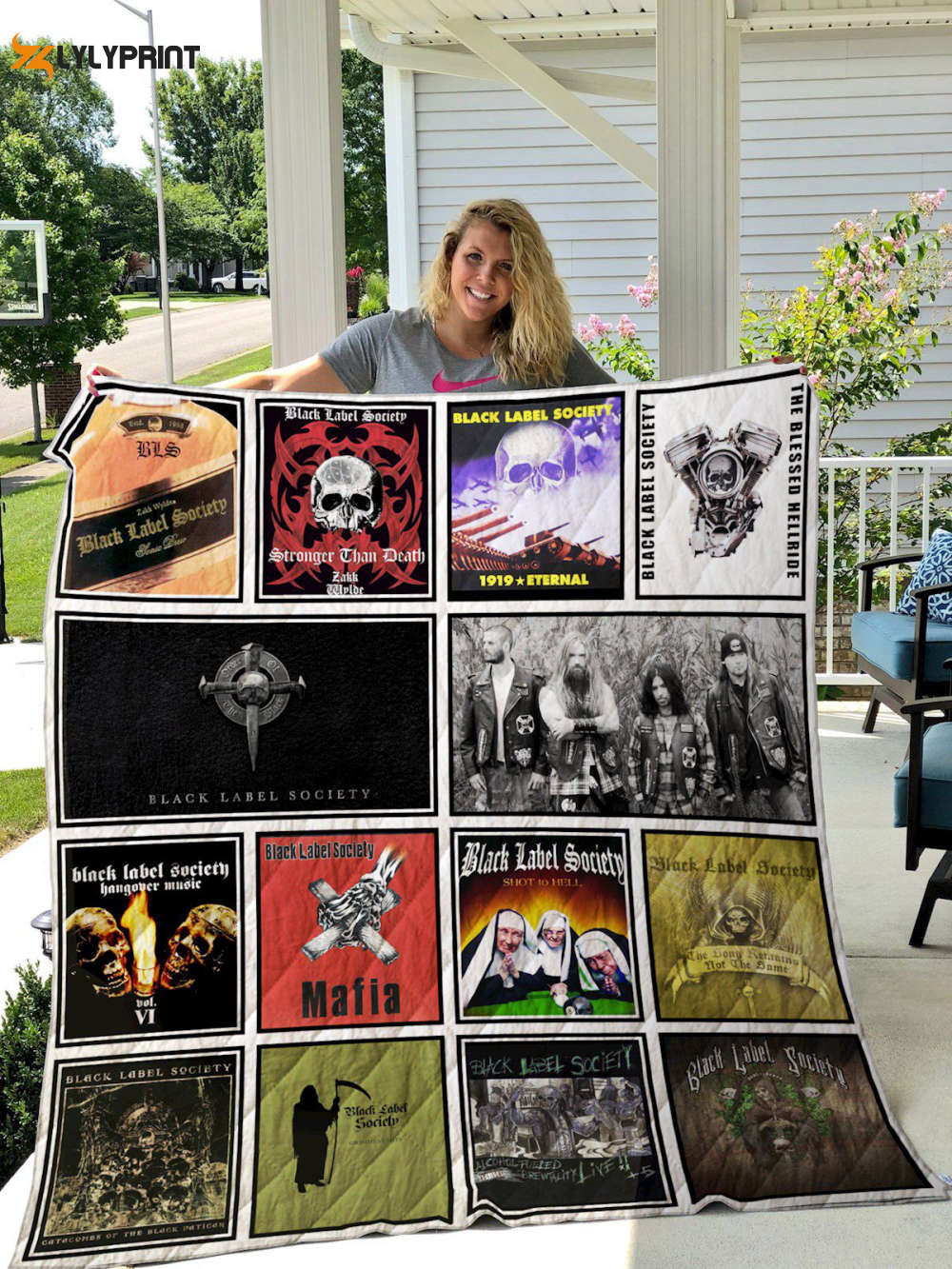 black label society quilt blanket for fans home decor gift 2b