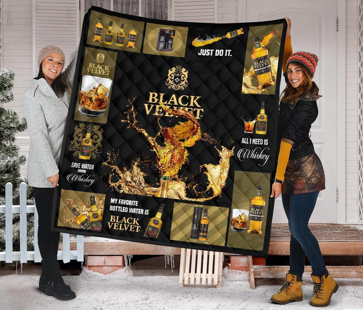 black velvet quilt blanket all i need is whisky gift idea tlur3