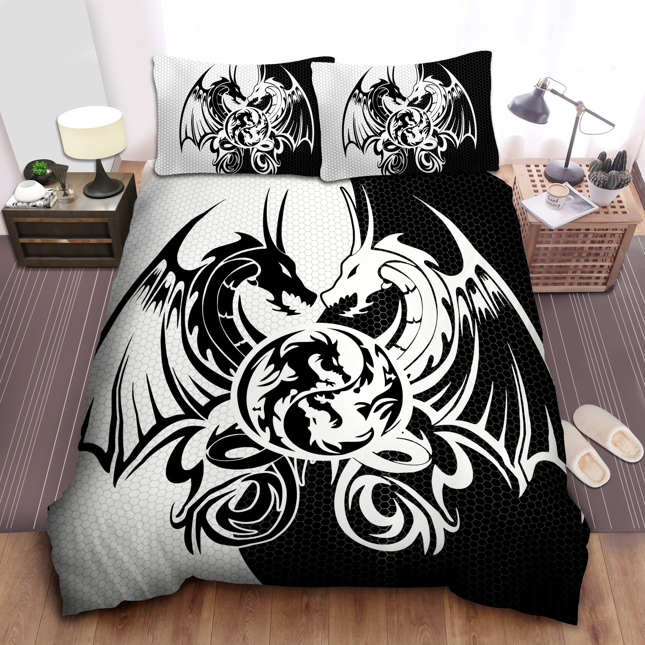 black white dragon art duvet cover bedroom sets comfortable bedding sets ucxah