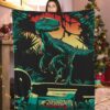 blue jurassic park dinosaur blanket kfkci