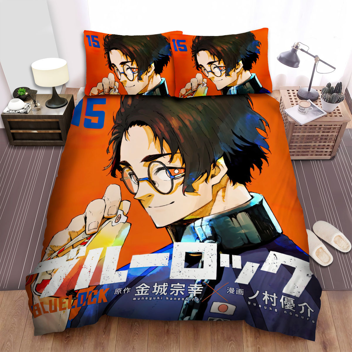 blue lock yukimiya kenyu on volume 15 art cover bed sheets spread duvet cover bedding sets jvb5i