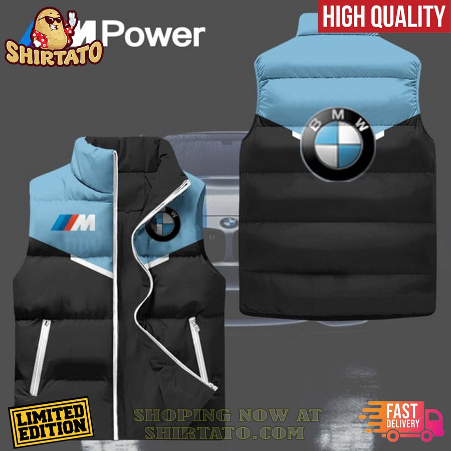 bmw black blue sleeveless down jacket 1 a3PZ4