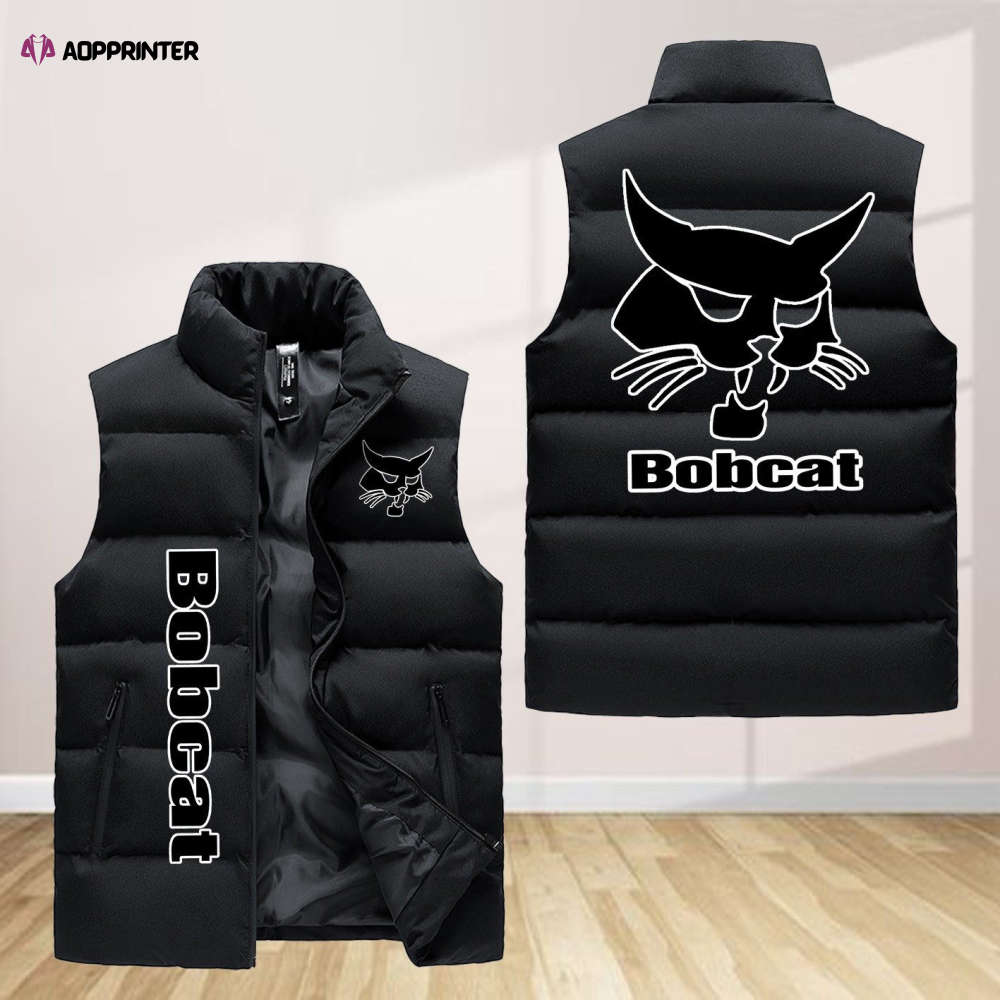 bobcat sleeveless puffer jacket custom for fans gifts