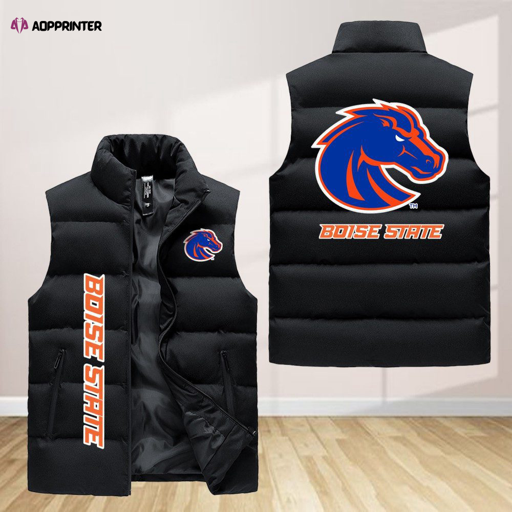 boise state broncos sleeveless puffer jacket custom for fans gifts