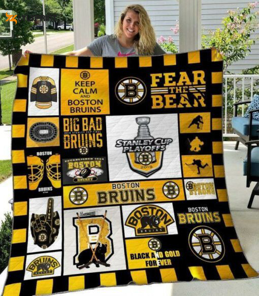 boston bruins quilt blanket for fans home decor gift 2b