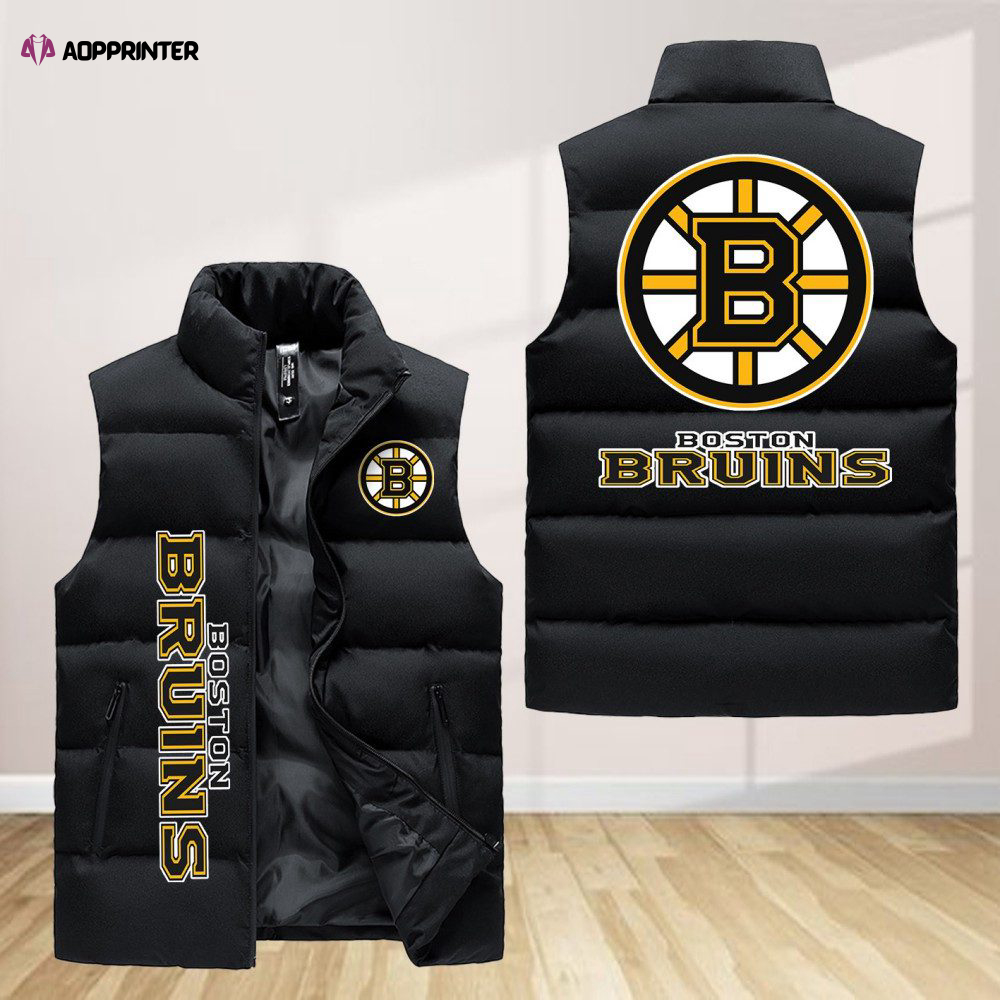 boston bruins sleeveless puffer jacket custom for fans gifts