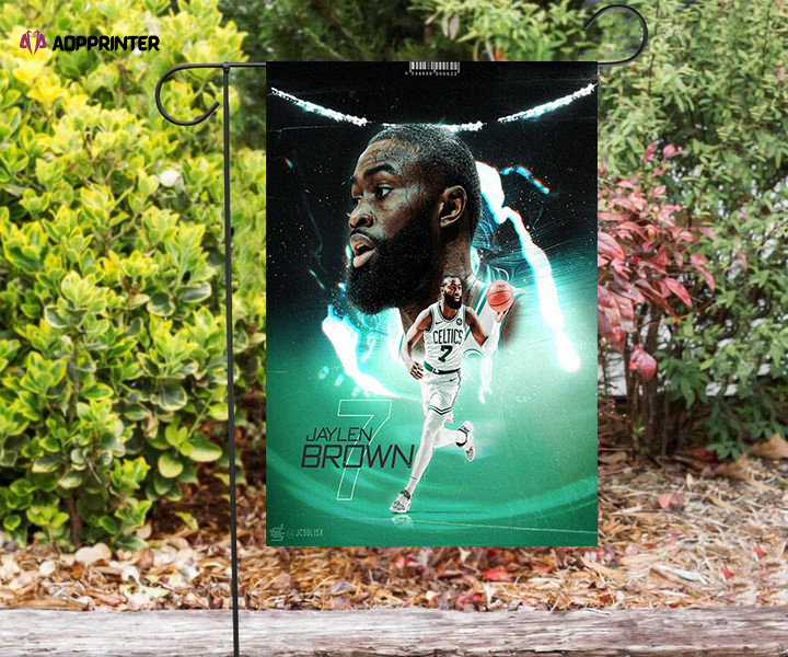 boston celtics jaylen brown playing double sided printing garden flag home decor gifts