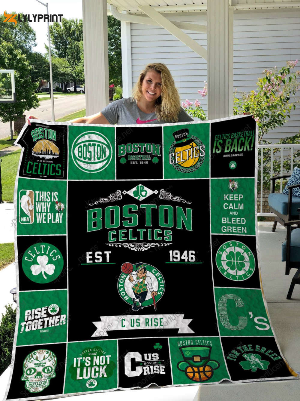 boston celtics quilt blanket for fans home decor gift