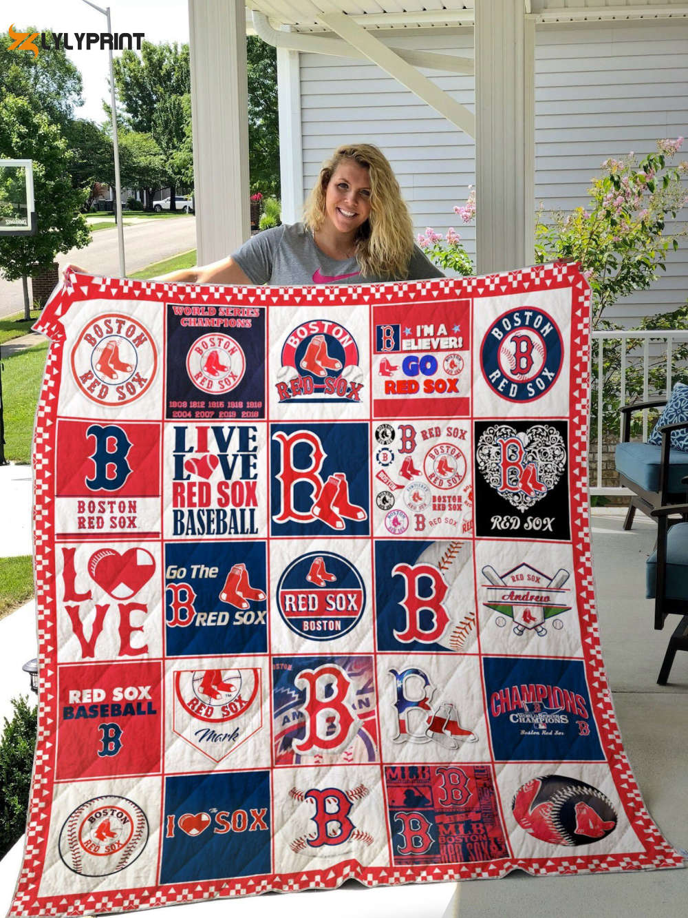 boston red sox quilt blanket for fans home decor gift 1