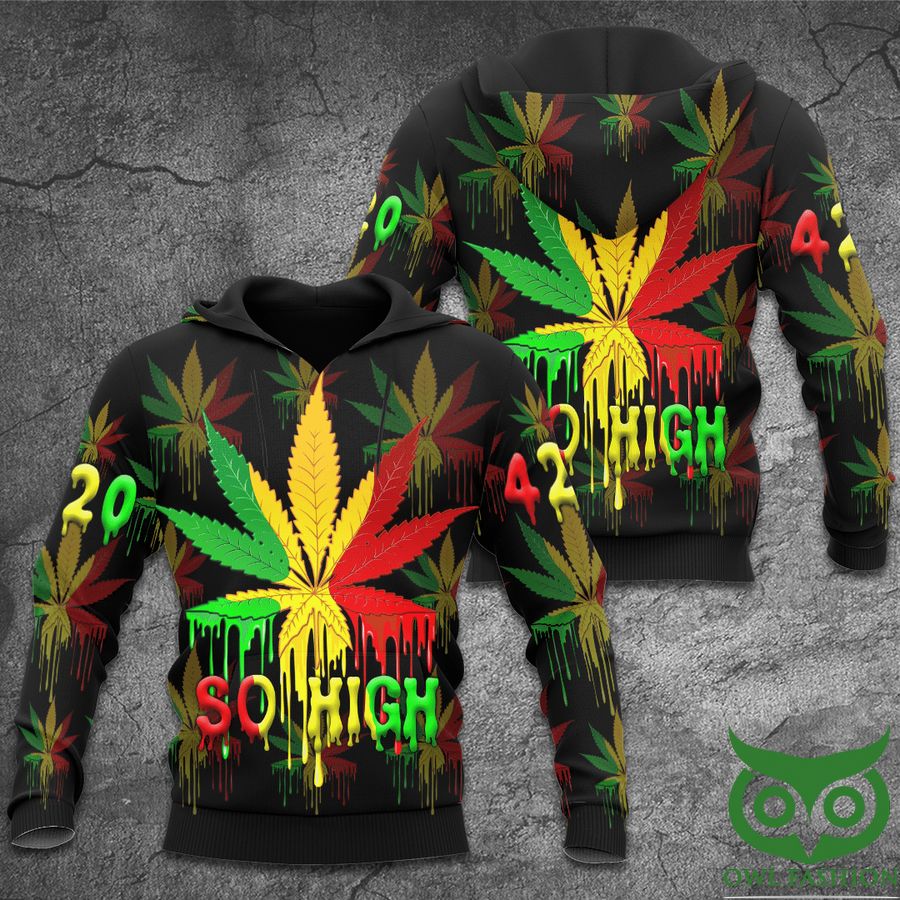 bqg1wBb6 18 Red Yellow Green Weed Leaf So High Black 3D Hoodie