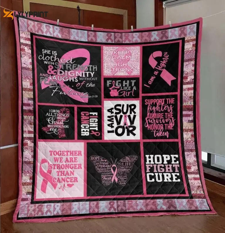 breast cancer 3 quilt blanket for fans home decor gift 1