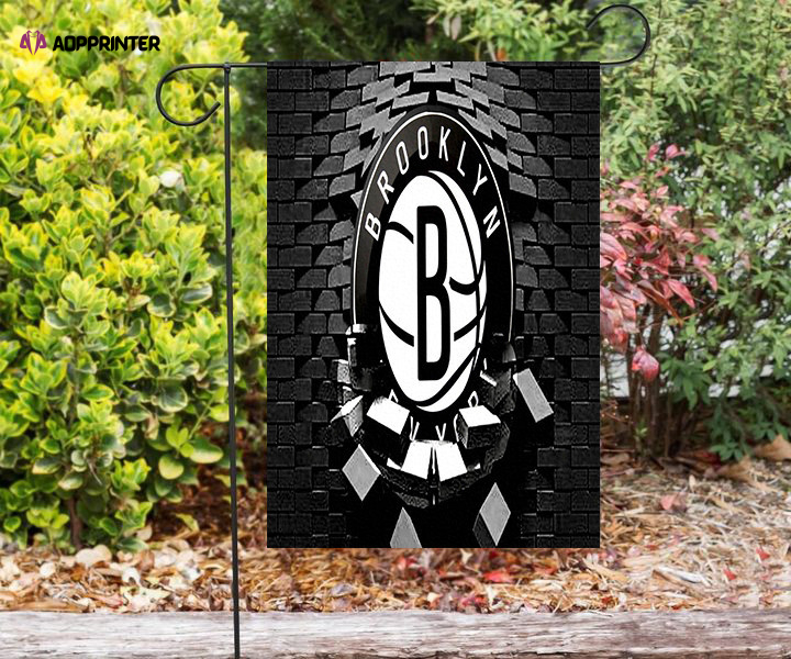 brooklyn nets brick wall double sided printing garden flag home decor gifts