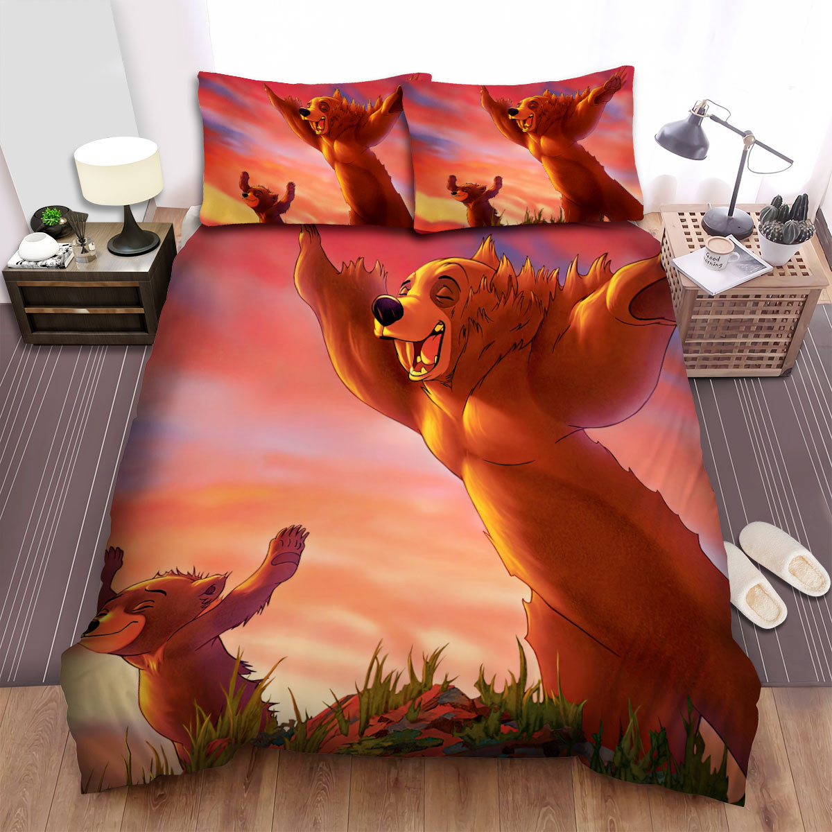 brother bear koda and mom feeling the wind bed sheets spread duvet cover bedding sets jj1rd