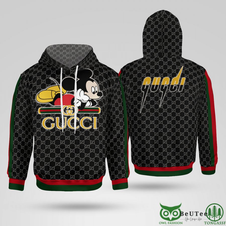 btqvsMuZ 78 Limited Gucci Mickey Mouse Black 3D Hoodie