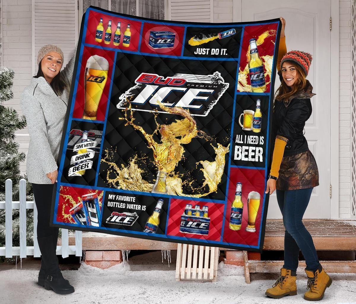 bud ice quilt blanket beer lover funny gift idea hqtjx