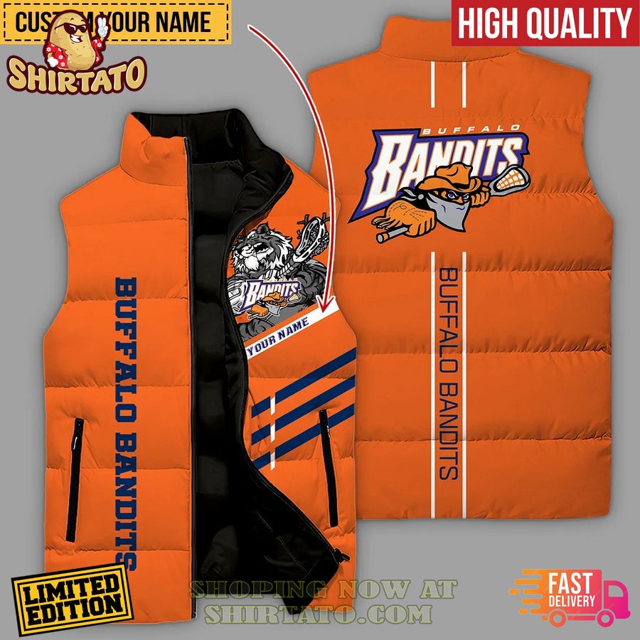 buffalo bandits custom name sleeveless puffer jacket 1 l6P3r