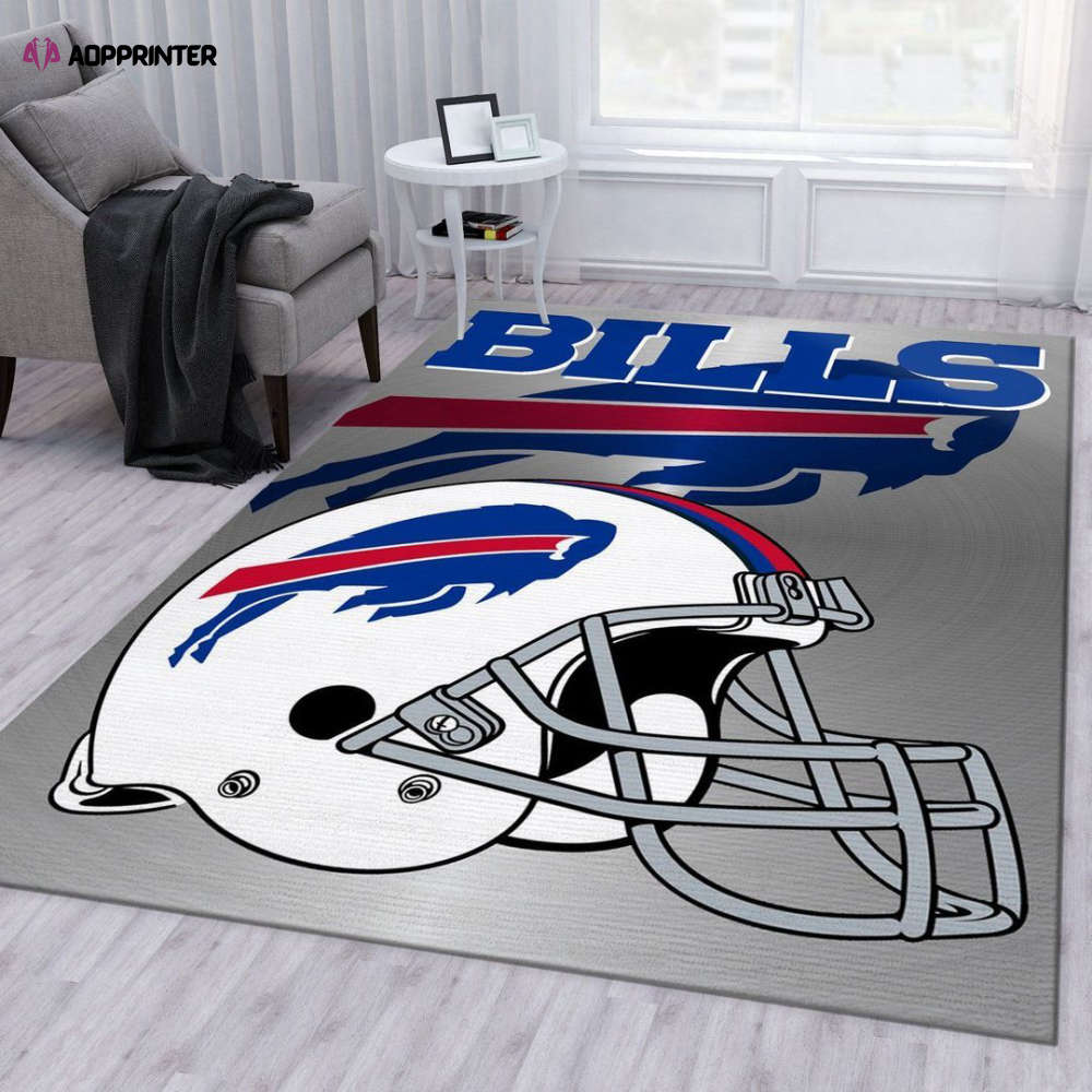 buffalo bills metallic rug living room floor decor fan gifts