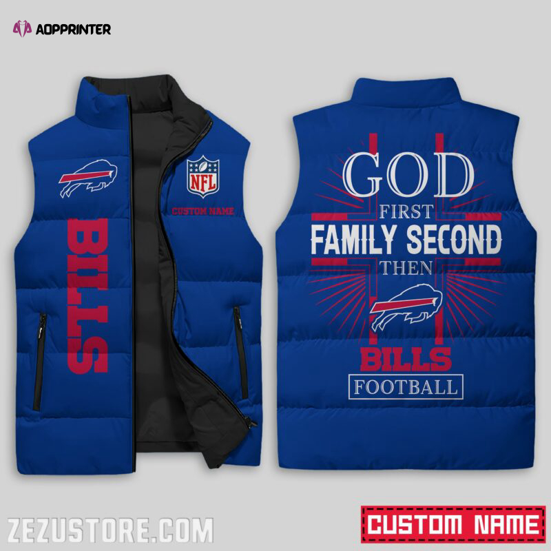 buffalo bills nfl sleeveless puffer jacket custom for fans spj0954