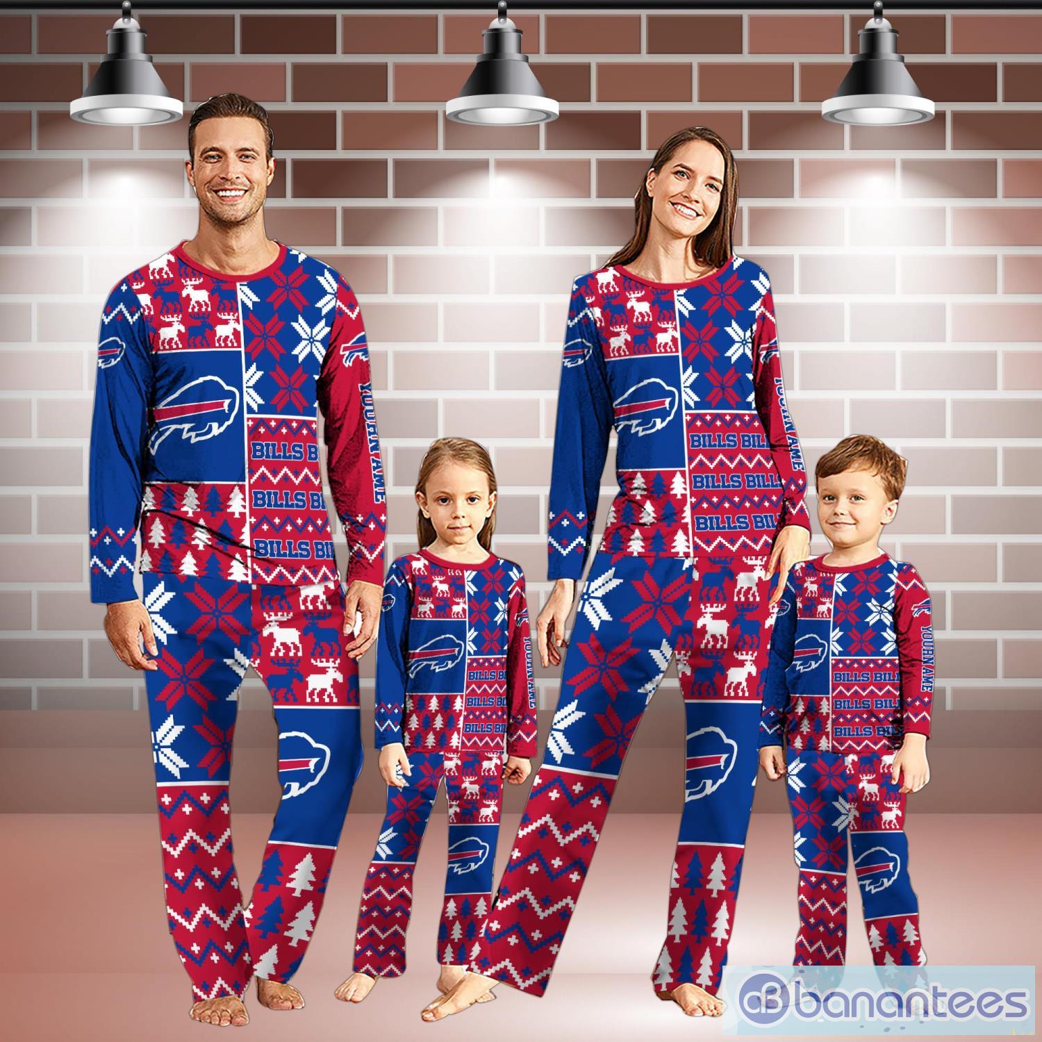 buffalo bills pajamas set christmas snowflake pattern pajamas christmas gift for family