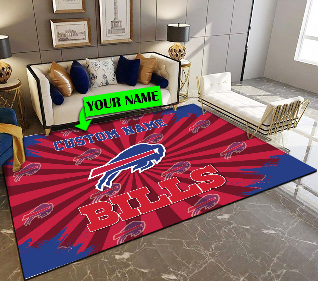 buffalo bills personalized premium rectangle rug 44 xqkbo