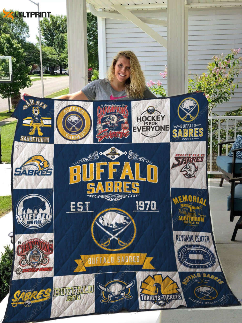 buffalo sabres quilt blanket for fans home decor gift