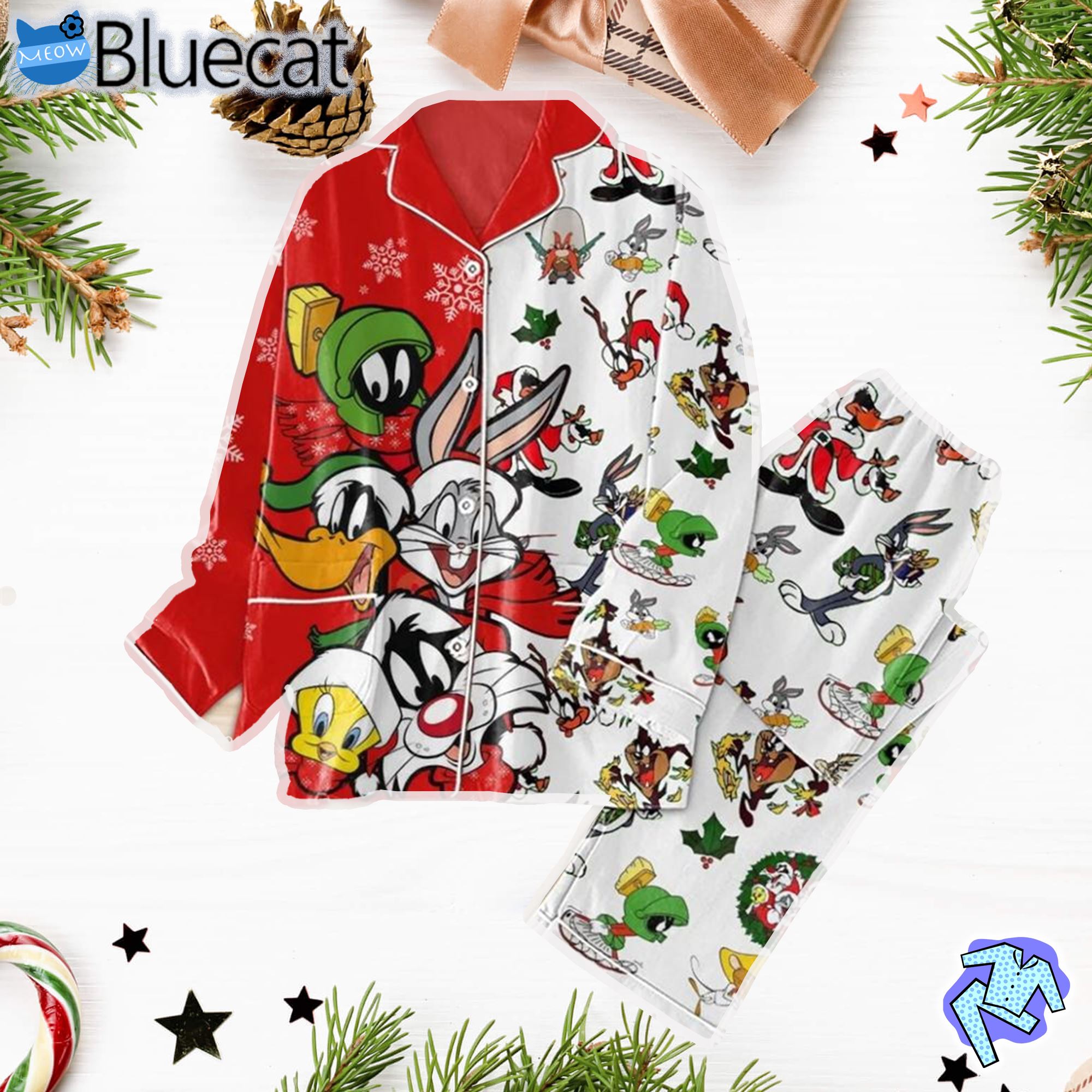 bugs bunny christmas pajamas set 1