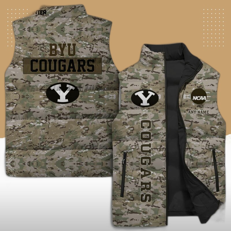 byu cougars ncaa sleeveless puffer jacket custom for fans gifts 22QOHo